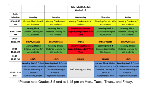 Hybrid learning 1st-5th schedule 